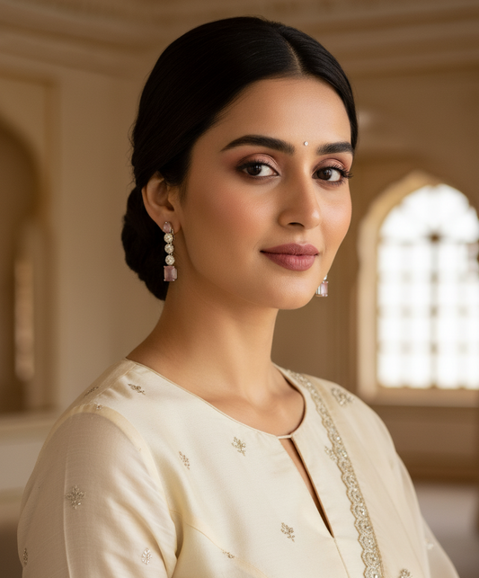 Baby Pink Drop AD Earrings