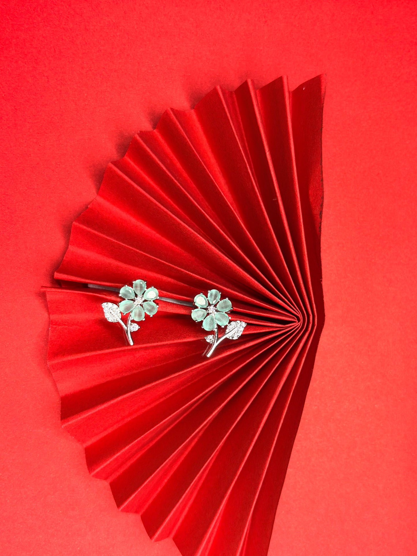 Mint Green Flower AD Earrings