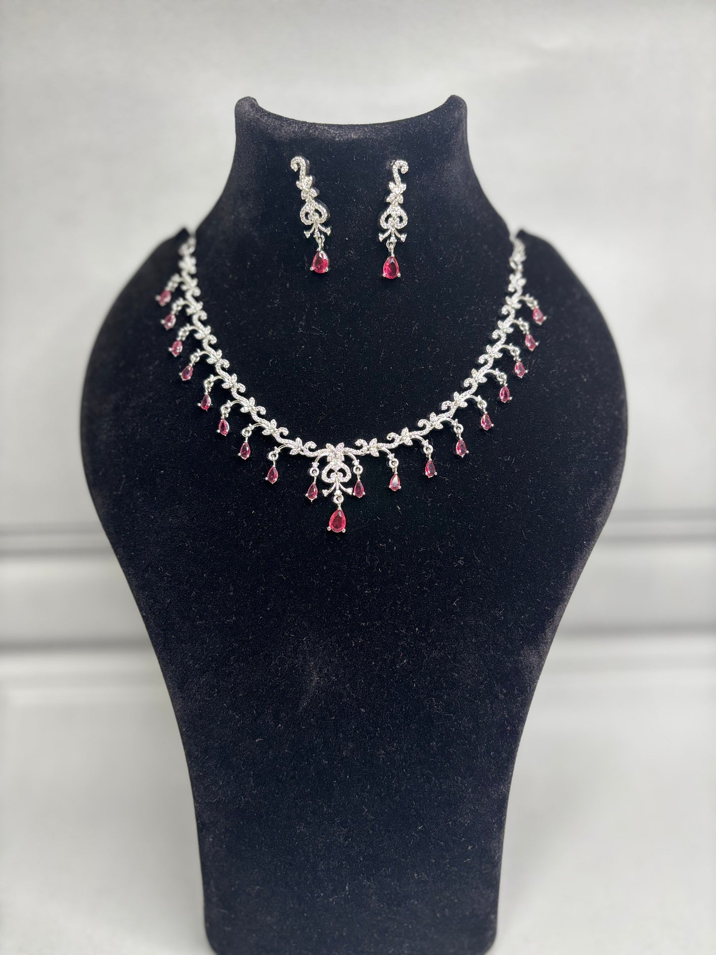 Blush Pink AD Necklace Set