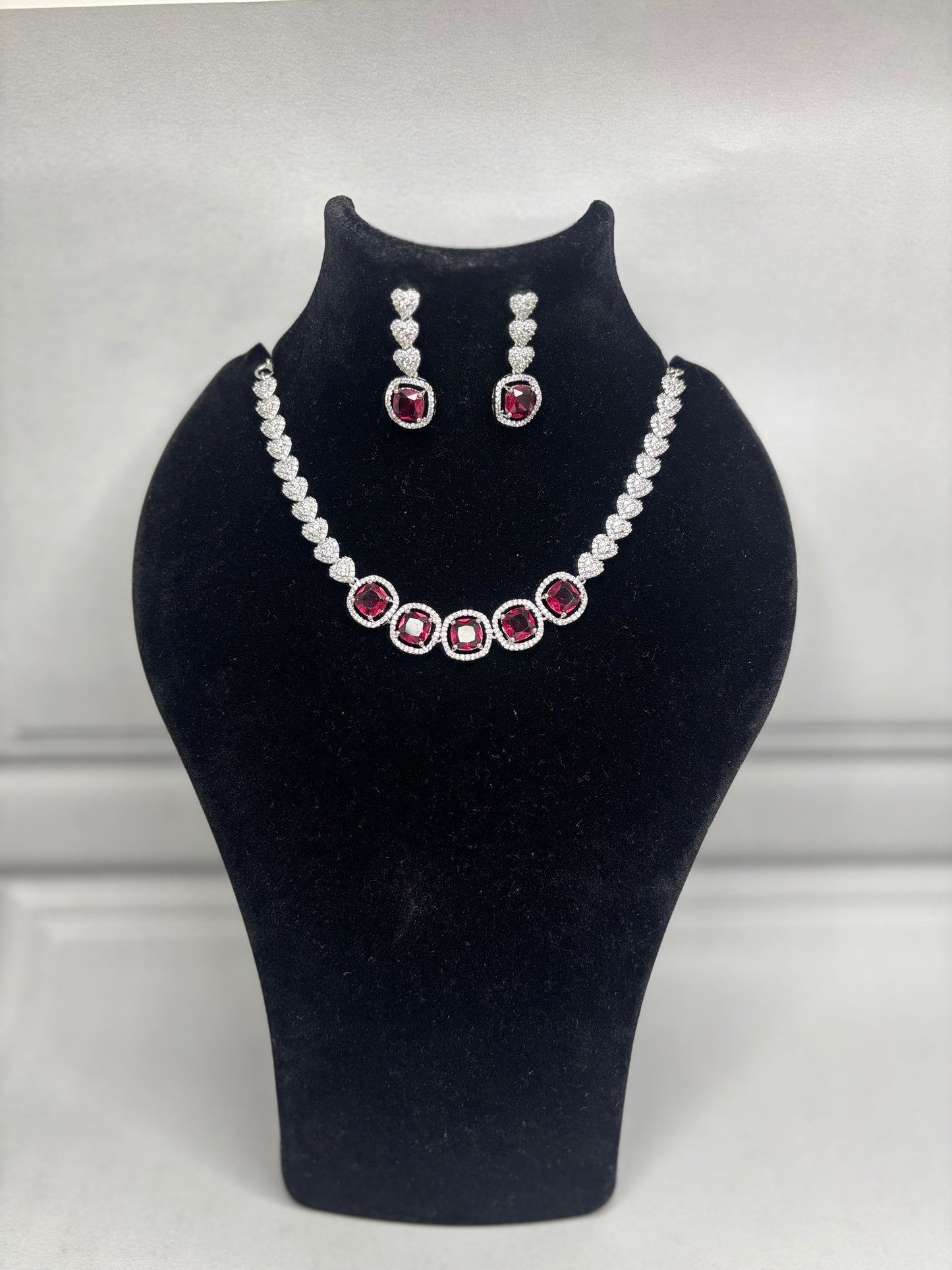 Ruby Hearts AD Necklace Set