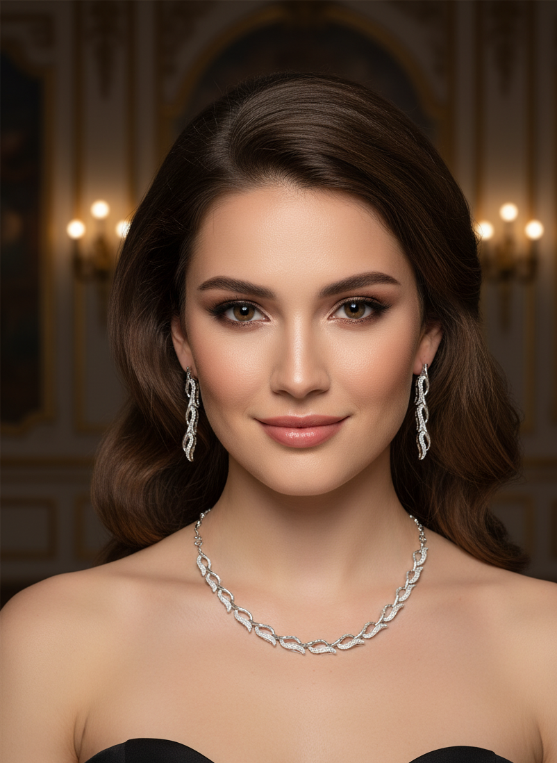 Silver Serenity AD Necklace Set