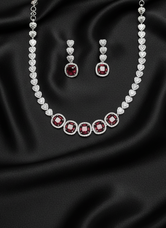 Ruby Hearts AD Necklace Set