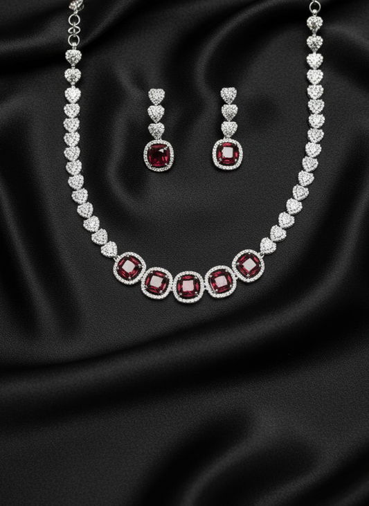 Ruby Hearts AD Necklace Set