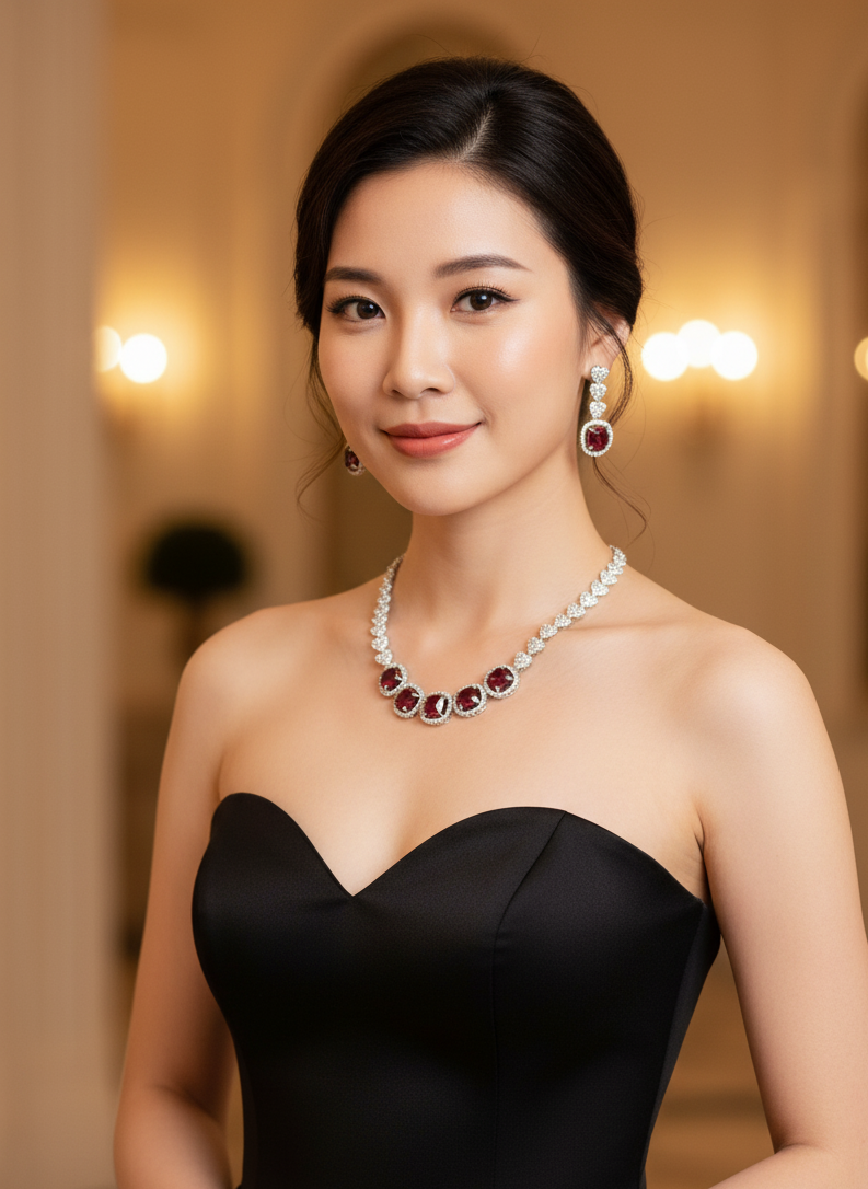 Ruby Hearts AD Necklace Set