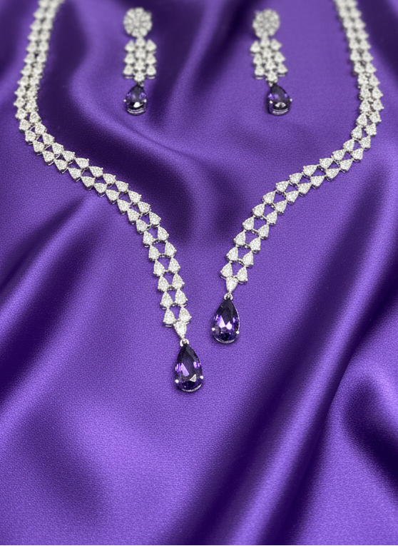 Purple AD Necklace Set -Band