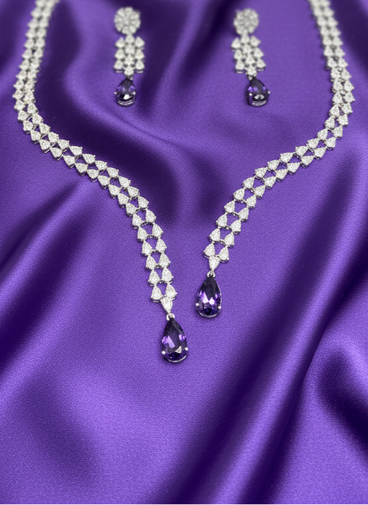 Purple AD Necklace Set -Band