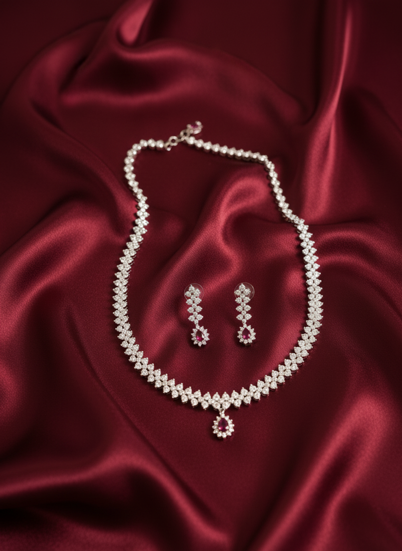 Ruby Pink AD Necklace Set