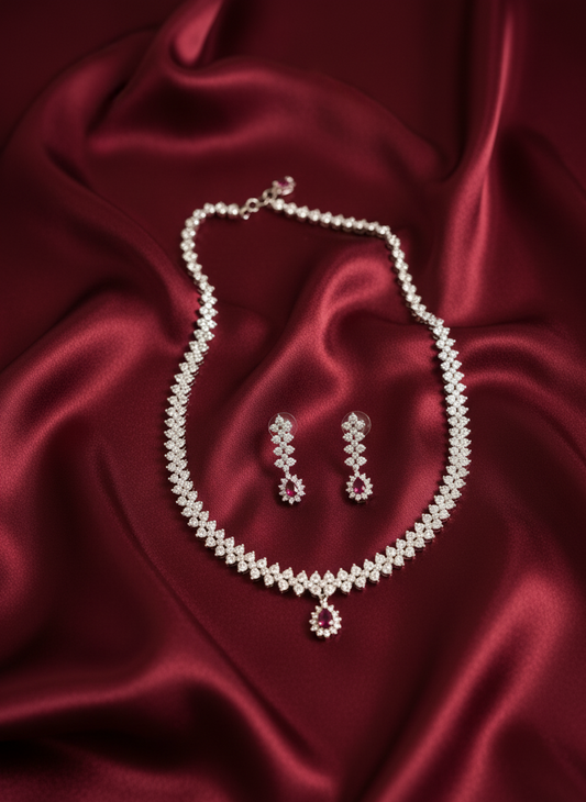 Ruby Pink AD Necklace Set