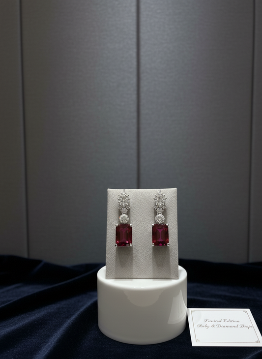 Cherry Bloom Red AD Earrings