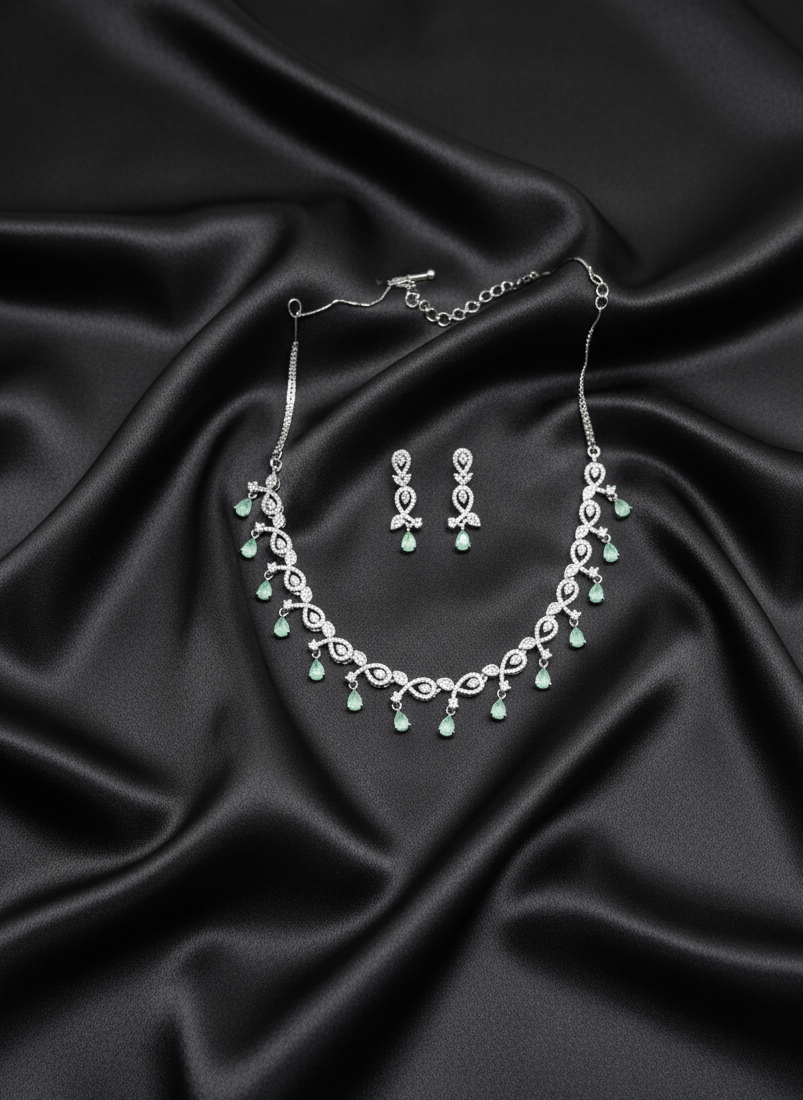 Mint Green AD Necklace Set