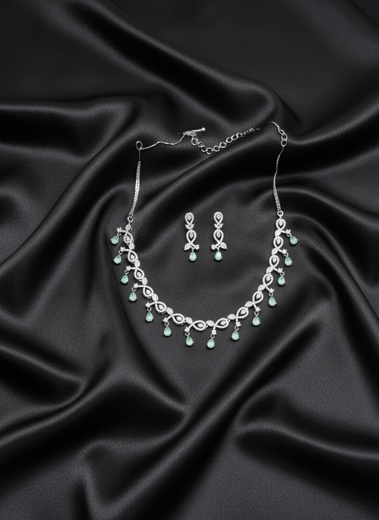 Mint Green AD Necklace Set