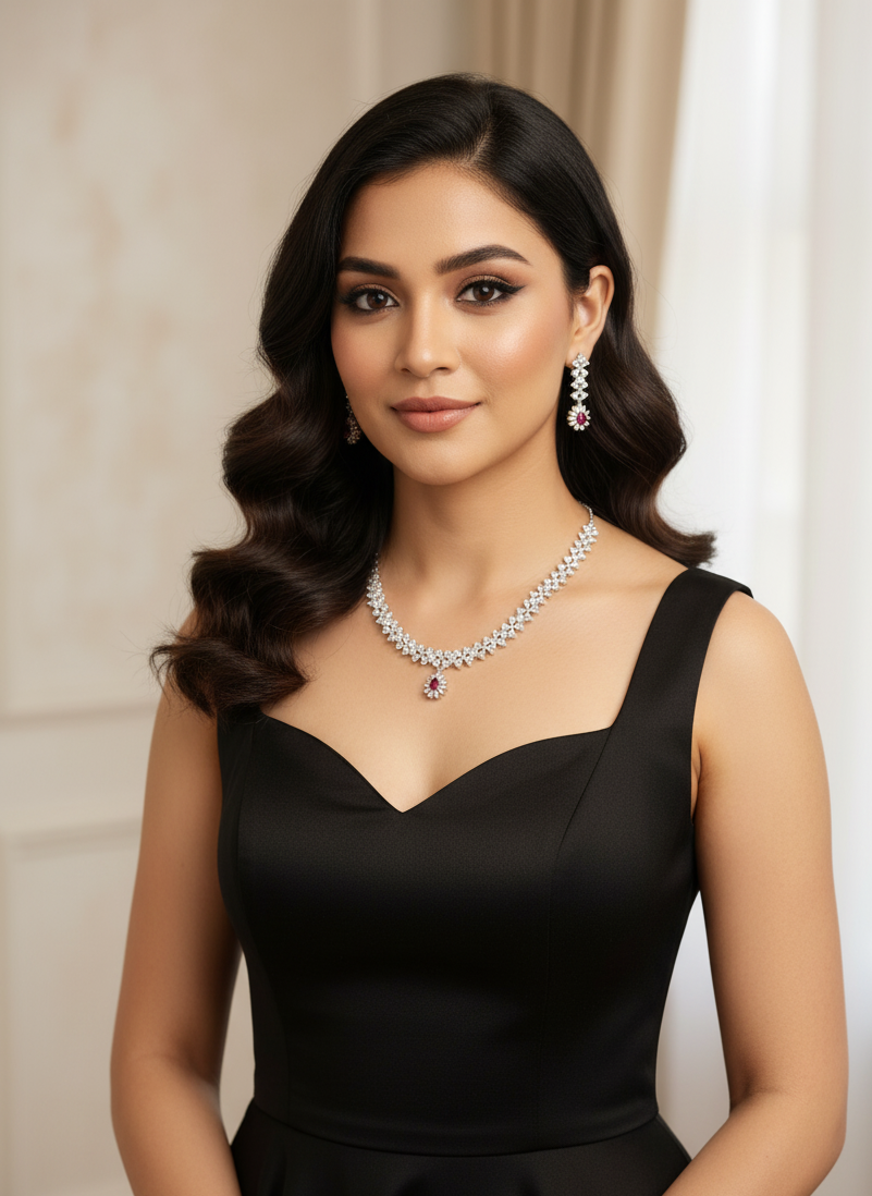 Ruby Pink AD Necklace Set