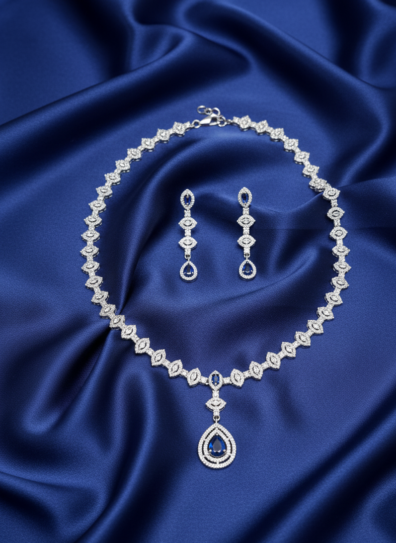 Royal Blue AD Necklace Set