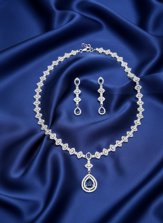 Royal Blue AD Necklace Set