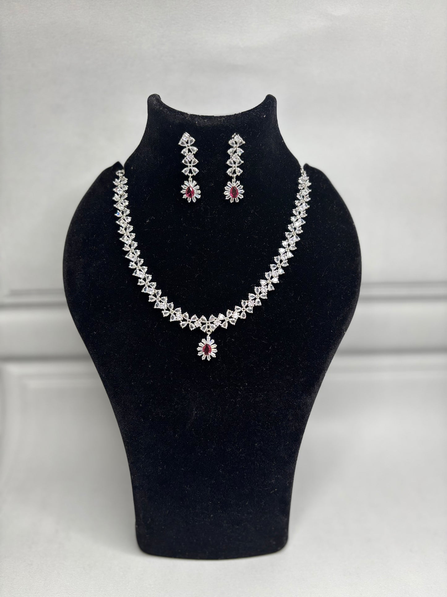 Ruby Pink AD Necklace Set
