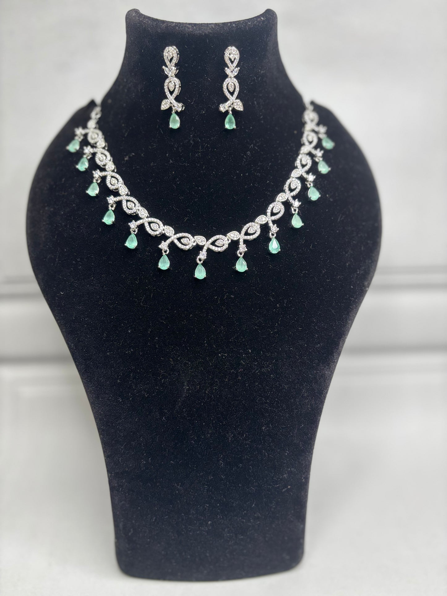 Mint Green AD Necklace Set