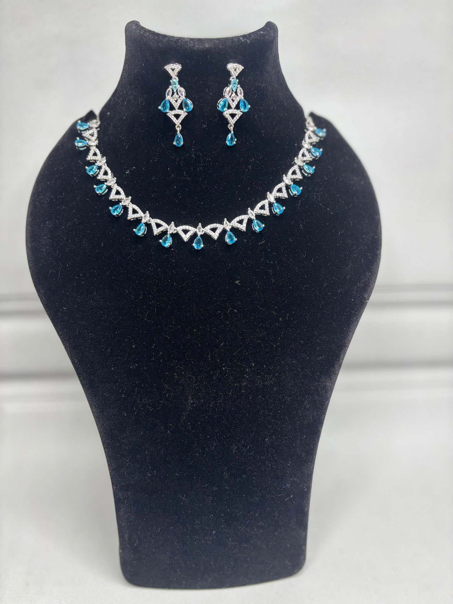 Moonlit Blue AD Necklace Set