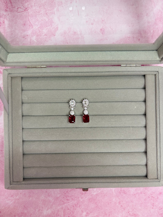 Cherry Bloom Red AD Earrings