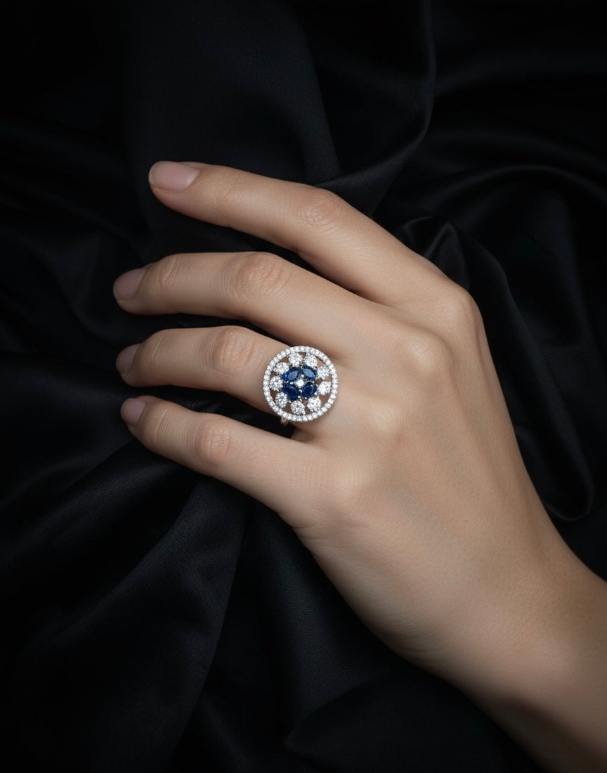 Royal blue spark AD ring