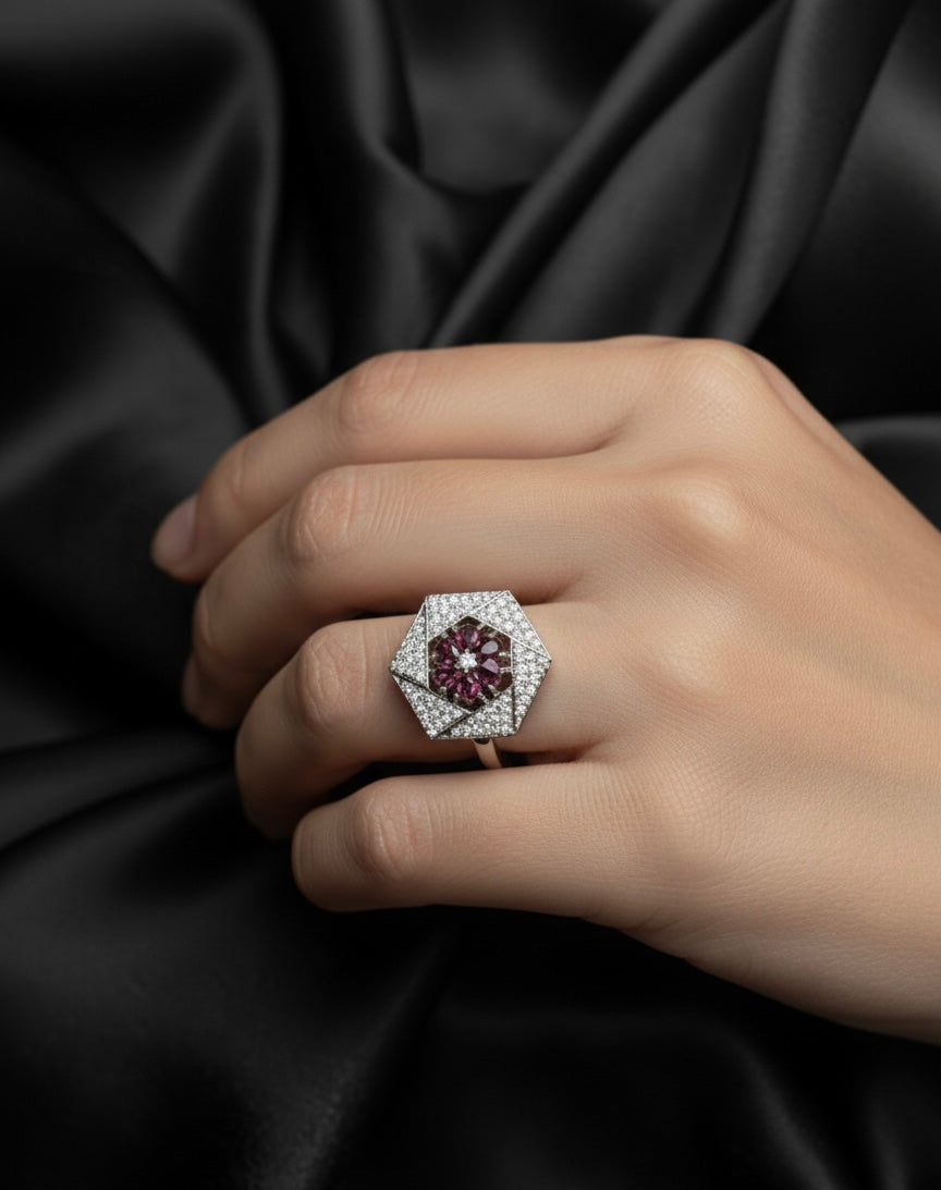 Crystal rose AD ring